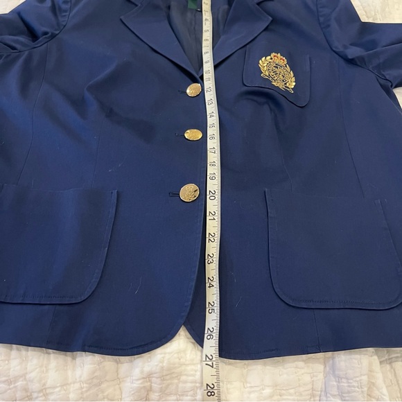 Lauren Ralph Lauren Blazer Womens 2X Blue Gold Buttons Crest Career Business - Picture 9 of 11